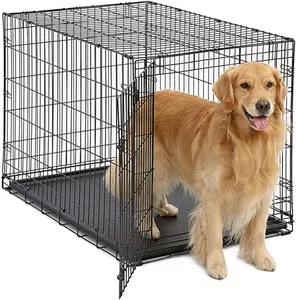 Cage de chien haute résistance pliable noir rose bleu de fer de prix usine pour des chiens de chats