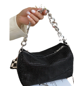 批发新款时尚女孩手袋年轻女士日用单肩包夏季系列皮革PU钻石链拉链 - Product Image 2