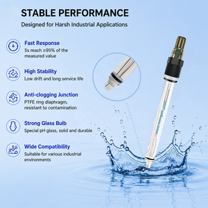 เซ็นเซอร์วัดค่า pH ดิจิตอล RS485 สำหรับอุตสาหกรรม ความแม่นยำ 0.01 pH ไดอะแฟรม PTFE สำหรับการบำบัดน้ำเสีย โพรบวัดค่า pH ออนไลน์ พร้อมวัดอุณหภูมิ - Product Image 3