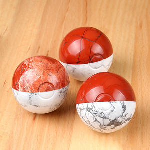 HZ blanc Turquoise rouge jaspe <span class=keywords><strong>Pokeball</strong></span> artisanat magique génie jouer balle deux couleurs dessin animé Semi-précieux balle maison bureau décor - Product Image 4