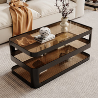 Table d'appoint mobile en fer avec roulettes, table basse moderne minimaliste avec étagère de rangement pour salon et maison