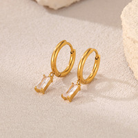 Boucles d'oreilles pendantes rectangulaires CZ de style européen et américain, personnalisables OEM, pour femmes, géométriques, classiques, luxueuses, élégantes, pour le quotidien, cadeau