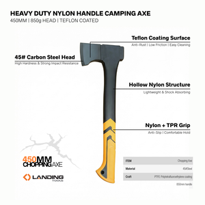 Hacha de 45 cm con mango de axila 561027 #   Hacha de Acero al Carbono de 450 mm y 850 g para Partir Leña, Bricolaje, Campismo al Aire Libre - Product Image 2