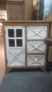 INNOVA Solid Panel Free Standing 1 <b>Door</b> 3 Drawers <b>Storage</b> <b>Cabinet</b> Vintage Antique Accent Dining Kitchen Living Room Furniture - Product Image 2