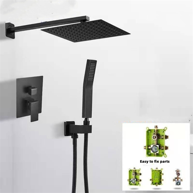 Nóng Bán Chất Lượng Cao Massage Mưa Mềm Vòi Hoa Sen Phòng Tắm Thiết Lập Vòi Hoa Sen Màu Đen Thiết Lập Cho Vòi Hoa Sen Màu Đen