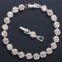 Hermosas Pulseras de Moda para Mujer, Plateadas, Redondas, con Circonita Cúbica Verde, con Cierre de Seguridad