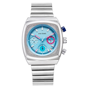 Montre carrée pour homme la plus vendue, avec chronographe multifonction à six aiguilles, calendrier, bracelet en acier, mouvement à quartz résistant à l'eau - Product Image 2