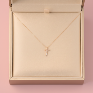 High Quality Handmade 18K Rose Gold Natural Diamond Letter T Pendant <b>Necklace</b> Fine Jewelry Wholesale For Women Everyday Wearing - Product Image 6