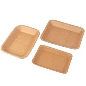 Juego de vajilla desechable biodegradable para fiesta, Platos y platos cuadrados de papel Kraft
