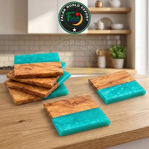 Juego de Posavasos de Madera de Olivo y Resina Roja para Bebidas, Té, Café, para Bar, Cocina, Hogar, Oficina, Apartamento, Mesa de Fiesta - Product Image 5