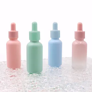 Toptan 10ml 30ml 50ml özel renk cam degrade saç bakımı uçucu yağ damlalık şişesi