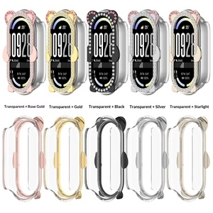 Funda Protectora de Metal y PC para Mi <span class=keywords><strong>Band</strong></span> 10 y 8/9 con Diseño Hueco de Oso Adornado con Diamantes - Product Image 2