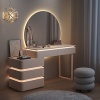 Nuevo Producto: Tocador Moderno y Sencillo Estilo Crema con Tablero de Roca, Mesa de Maquillaje Integrada de Madera Maciza para Dormitorio