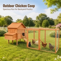 Poulailler rectangulaire en bois massif pour l'extérieur avec toit en bois pour poules pondeuses et petits animaux, usage domestique
