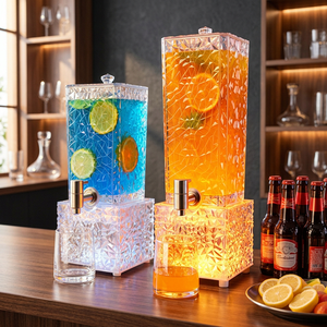 Distributeur de boissons en acrylique éclairé par LED, carré, 13x13x43cm, avec robinet en acier inoxydable, refroidisseur de fête - Product Image 2
