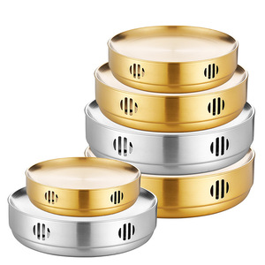Stainless Steel Round Barbecue Warmer Gold Silver Plated Circular Heating Plate For Restaurant Use - Product Image 1