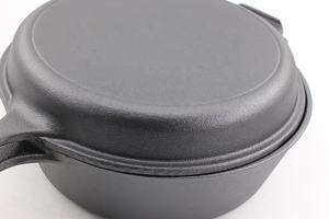 Casserole en fer antiadhésive à double usage 2-en-1 Four hollandais noir recouvert de <span class=keywords><strong>fonte</strong></span> - Product Image 5