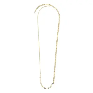 Boho Sieraden Boho 925 Zilveren Vergulde Paperclip Barokke Zoetwaterparels Ketting