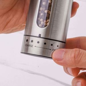 New Silver Electric Salt <b>Pepper</b> <b>Grinder</b> Set USB Charging Base LED Light 6-Level Adjustable Coarseness Stainless Steel - Product Image 6
