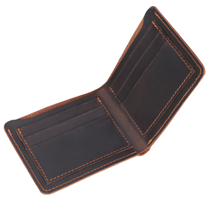 Portafoglio Bifold in Vera Pelle Pieno Fiore Crazy Horse Fatto a Mano dal Design Semplice da <span class=keywords><strong>Uomo</strong></span> con Colore e Materiale Personalizzabili - Product Image 4