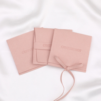 50 Sacs d'Emballage de Bijoux en Microfibre de Haute Qualité avec Logo Imprimé Personnalisé, Pochons à Rabat Type Enveloppe