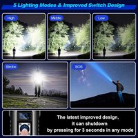 Linterna Recargable Brillante con Múltiples Modos de Iluminación, Diseño que Brilla en la Oscuridad y Clip de Transporte para Senderismo y Emergencias