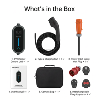 Chargeur EV portable certifié 11 kW Type 2 32A Triphasé Charge rapide portable