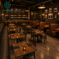 Ensemble de mobilier de restaurant commercial Ron Group : table carrée en bois massif et banquette en cuir