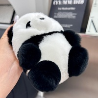 En gros, Porte-clés, Pendentif de voiture, Poupée en peluche, Ornement à suspendre pour sac à dos, Modèle en fourrure douce et légère, motifs dessin animé, mignons (Panda, Fleur, Lapin)