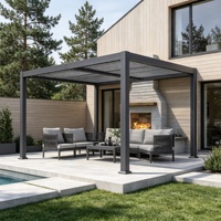 Pergola motorisée en aluminium blanc résistante aux intempéries, auvent à lames orientables pour jardin nordique et cour arrière