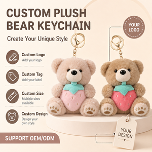 Llavero de peluche de oso fresa, suave y esponjoso, colgante para bolso, bonito adorno para mochila, dulce llavero para coche, para rellenos de calcetines - Product Image 1