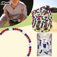 Collier de baseball personnalisé IRun avec perles, chaîne en corde, pendentif croix de baseball pour joueurs et fans