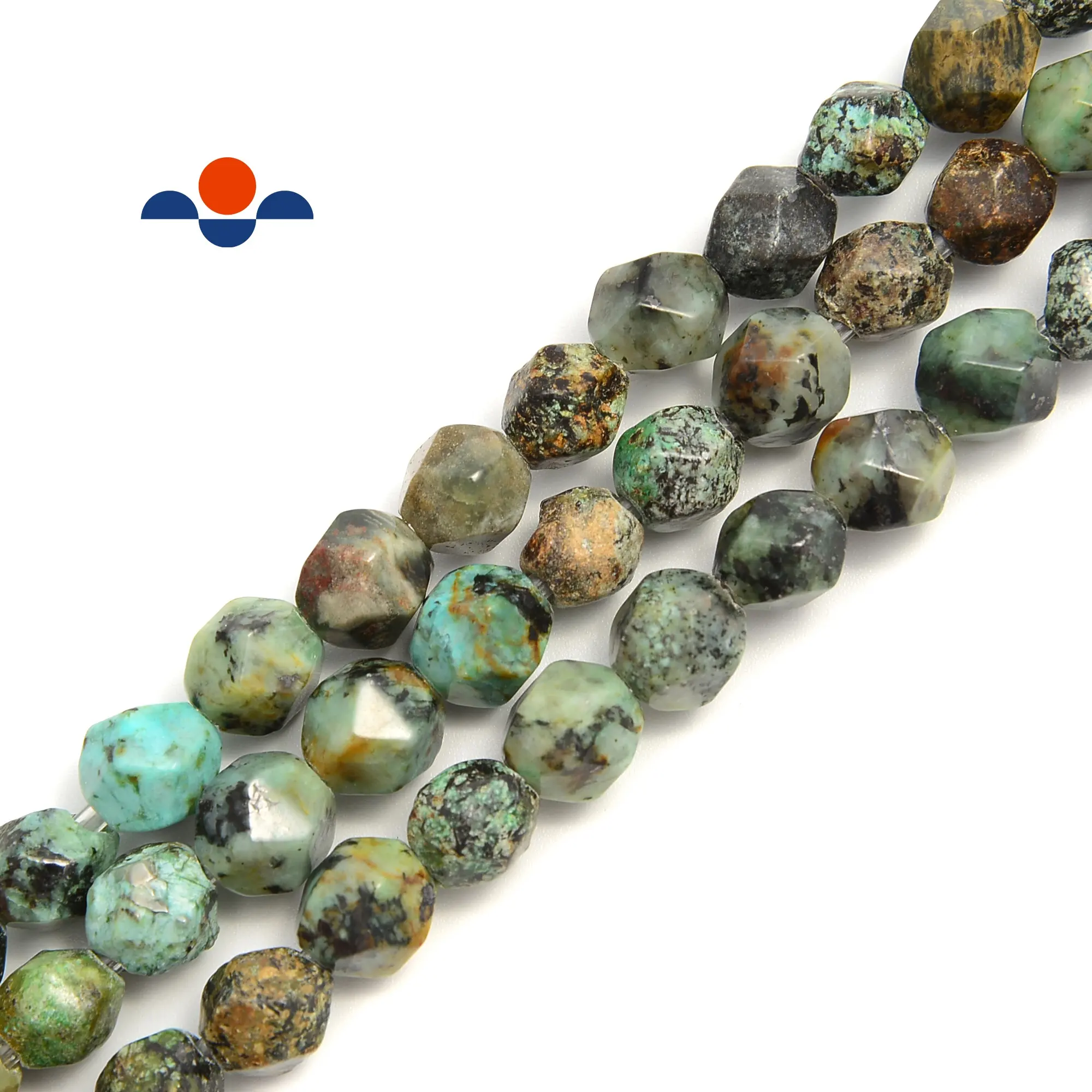 Top Quality 2.0mm Large Hole 8mm African Turquoise Faceted Star Cut Gemstone Loose Beads for Jewelry Making