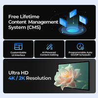 Pantalla LCD Táctil Capacitiva 4K UHD, Cartel Digital Animado, Pantalla Interior Android de Pared, CMS Integrado/Nube, Opción OEM
