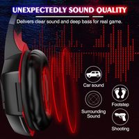 Casque de jeu filaire supra-auriculaire avec suppression active du bruit, lumières LED, audio immersif stéréo et microphone pour PC, PS5, PS4