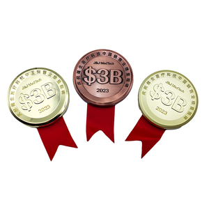 Company Customized Commendation Medals Retirement Medal Champion Award Medal Top Sales Medal with <b>Red</b> <b>Ribbon</b> - Product Image 2