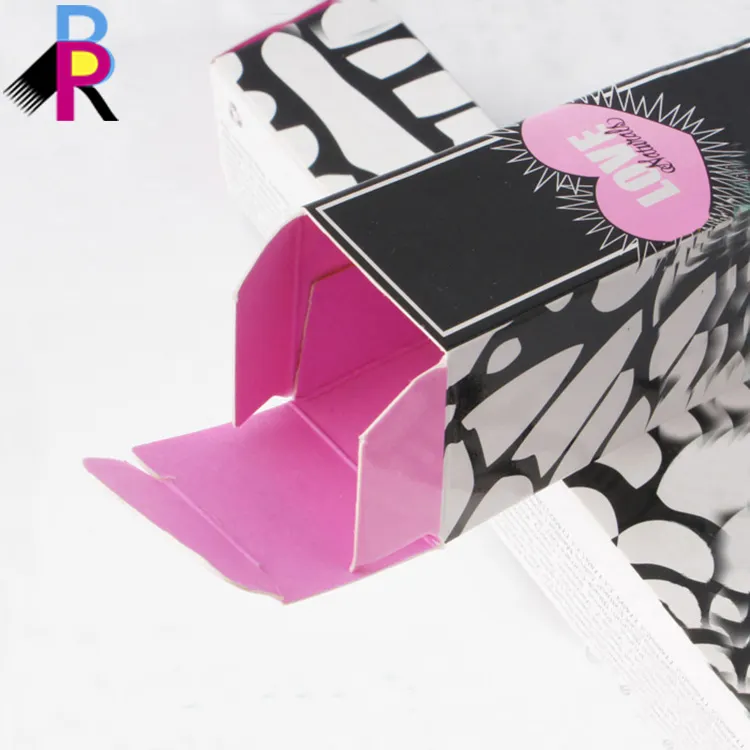 Bonito design personalizado logotipo preto rosa arte reciclado impressão caixa de cílios