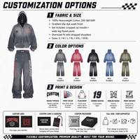 Ensemble de survêtement personnalisé pour homme – Hoodie zippé oversize et pantalon de jogging large – Style streetwear hip-hop dégradé délavé respirant 100 % coton