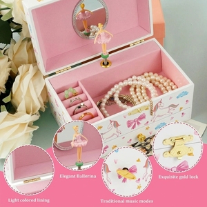 Boîte à musique <span class=keywords><strong>licorne</strong></span> pour enfants, design princesse <span class=keywords><strong>licorne</strong></span>, tiroirs à bijoux en bois à manivelle avec ornement étoile, idéale pour les cadeaux - Product Image 5