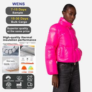 Parka de burbujas acolchada ligera para mujer, chaquetas acolchadas, 100% poliéster, impermeables y a prueba de viento, abrigos cortos acolchados de invierno - Product Image 1