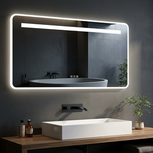 Miroir de salle de bain encadré en alliage d'aluminium, tendance 2025, moderne, rectangulaire, éclairé par LED, interrupteur tactile, montage mural, style européen - Product Image 2