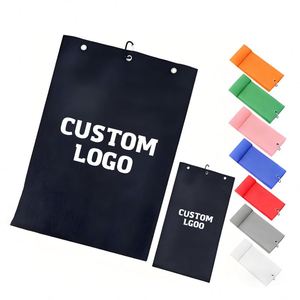 Serviettes de golf en jacquard gaufré avec broderie métallique et logo personnalisé pour la vente en gros d'accessoires de golf textiles - Product Image 1