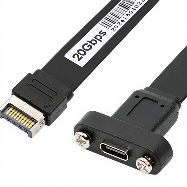 USB 3.2 20Pin Type-E IDC Front Panel Header to USB-C Female Extension Cable 20Gbps with Panel Mount Screw