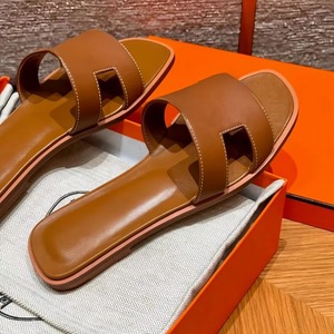 Flat Leather Anti-Slip Cushioning Wear-resistant Slide Sandals H-shaped Open Toe Designer for for Women Walking <b>Shoes</b> - Product Image 4