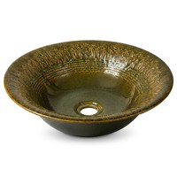 Lavabo en céramique haut de gamme, moderne, écologique, à motif bois en relief, forme fleur, style luxe léger