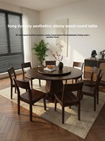 Table à manger ronde en bois massif avec plateau tournant, ensemble de salle à manger pour six personnes, adapté aux restaurants et aux hôtels