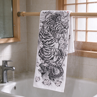 Torchon de cuisine japonais en papier Tenugui style Tigre, long, pour séchage des mains et décoration murale