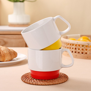 Tasses à café empilables en céramique faites à la main, personnalisables et créatives, avec poignée - Product Image 2