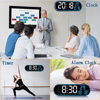 Reloj de pared Digital LED grande montado en la pared con temperatura, fecha, semana, pantalla, alarmas, reloj, temporizador, cuenta regresiva