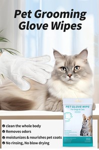 Gants <span class=keywords><strong>de</strong></span> toilettage jetables non tissés pour animaux <span class=keywords><strong>de</strong></span> compagnie, lingettes écologiques pour le <span class=keywords><strong>bain</strong></span> des chiens et des chats avec massage <span class=keywords><strong>de</strong></span> la peau - Product Image 5